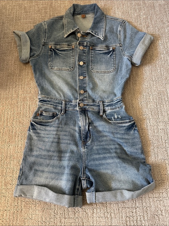Judy Blue Pants - Judy Blue Light Blue Denim Short Sleeve Romper